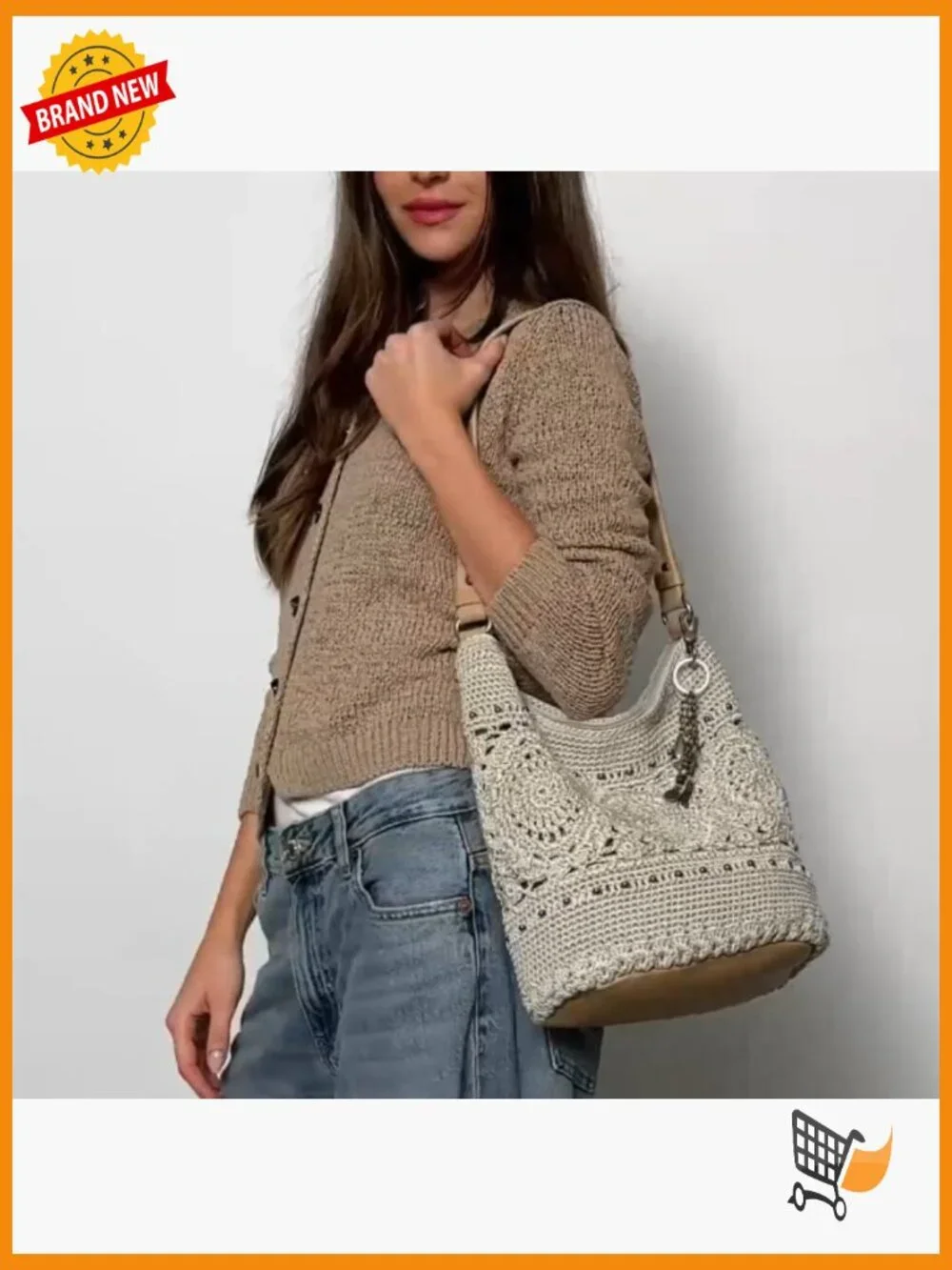 Hand Crochet Hobo Bag - Large Women's Purse for Everyday & Travel - Durable - Picture 7 of 7